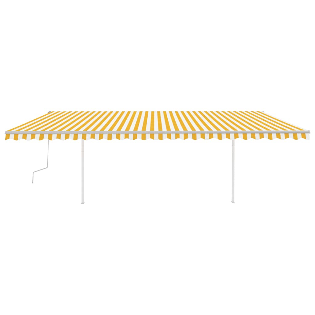 Toldo retrátil manual com postes 6x3 m amarelo e branco