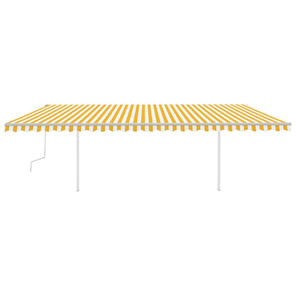 Toldo retrátil manual com postes 6x3 m amarelo e branco