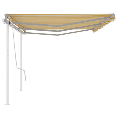 Toldo retrátil manual com postes 6x3 m amarelo e branco