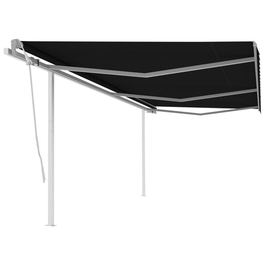 Toldo retrátil manual com postes 6x3 m antracite