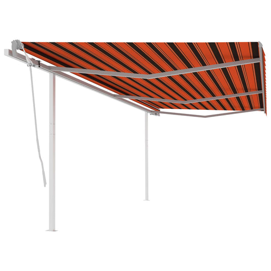 Toldo retrátil manual com postes 6x3 m laranja e castanho