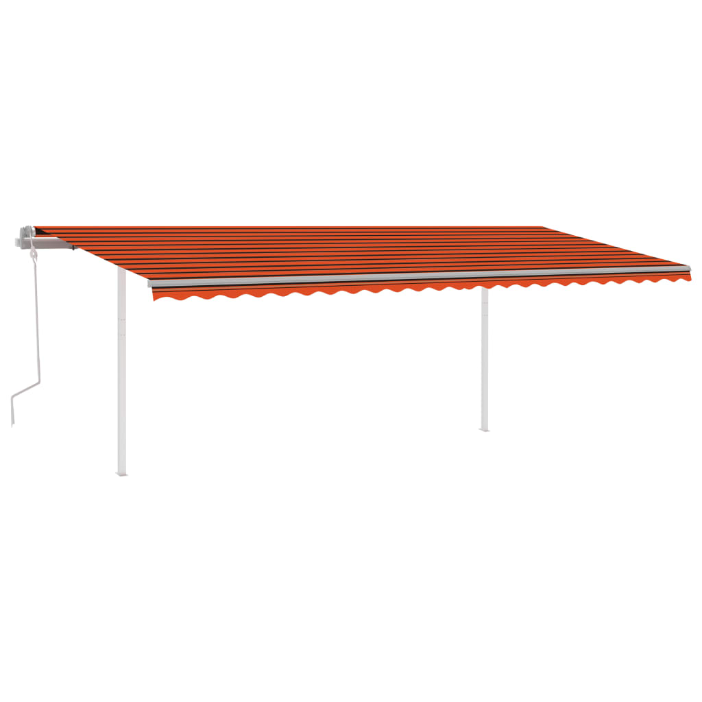 Toldo retrátil manual com postes 6x3 m laranja e castanho