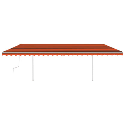 Toldo retrátil manual com postes 6x3 m laranja e castanho