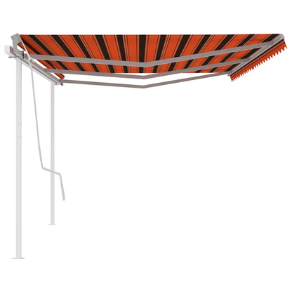 Toldo retrátil manual com postes 6x3 m laranja e castanho