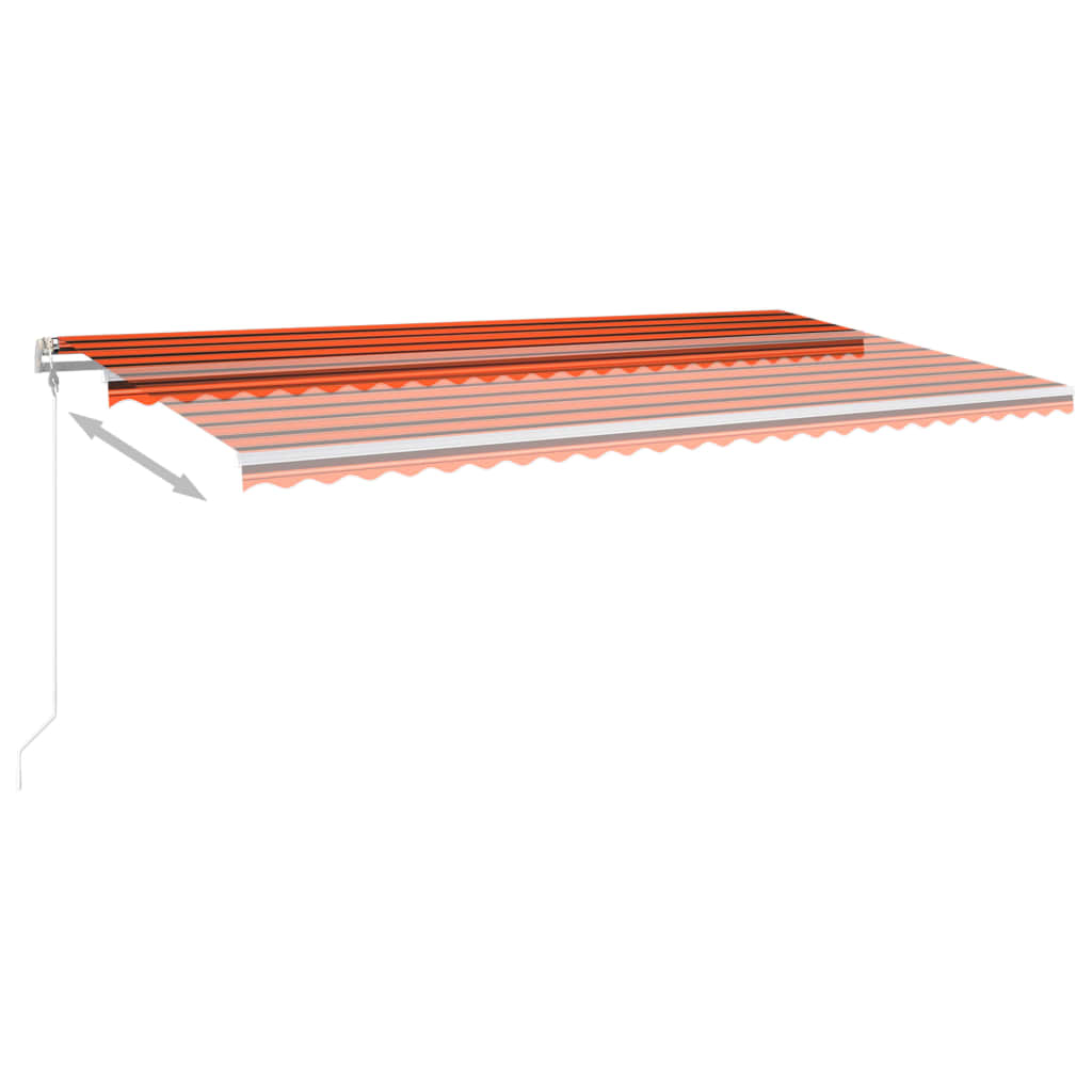 Toldo retrátil manual com postes 6x3 m laranja e castanho