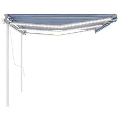 Toldo retrátil manual com LED 6x3 m azul e branco