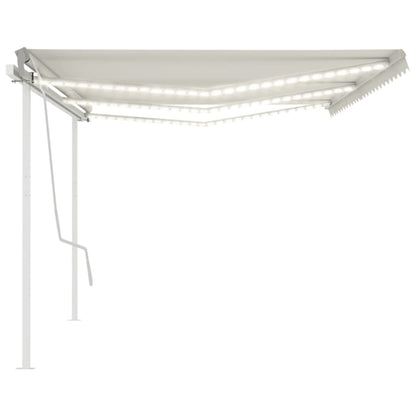 Toldo retrátil manual com LED 6x3 m cor creme