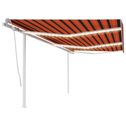 Toldo retrátil manual com LED 6x3 m laranja e castanho