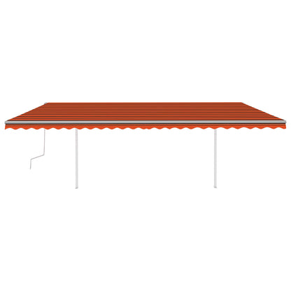 Toldo retrátil manual com LED 6x3 m laranja e castanho