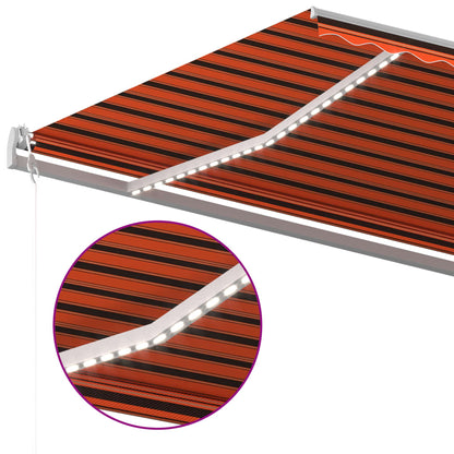 Toldo retrátil manual com LED 6x3 m laranja e castanho