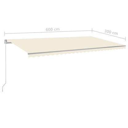 Toldo retrátil automático com postes 6x3 m cor creme