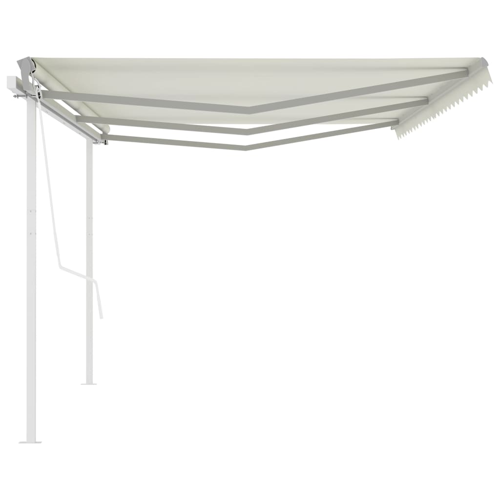 Toldo retrátil automático com postes 6x3 m cor creme