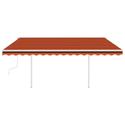 Toldo retrátil manual com postes 4x3,5 m laranja e castanho