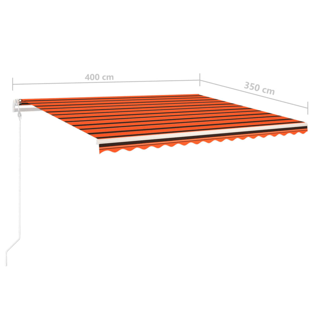 Toldo retrátil manual com postes 4x3,5 m laranja e castanho