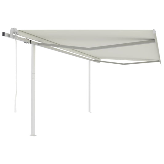 Toldo retrátil automático com postes 4x3,5 m cor creme