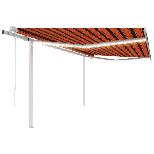 Toldo automático LED e sensor de vento 4x3,5m laranja/ castanho