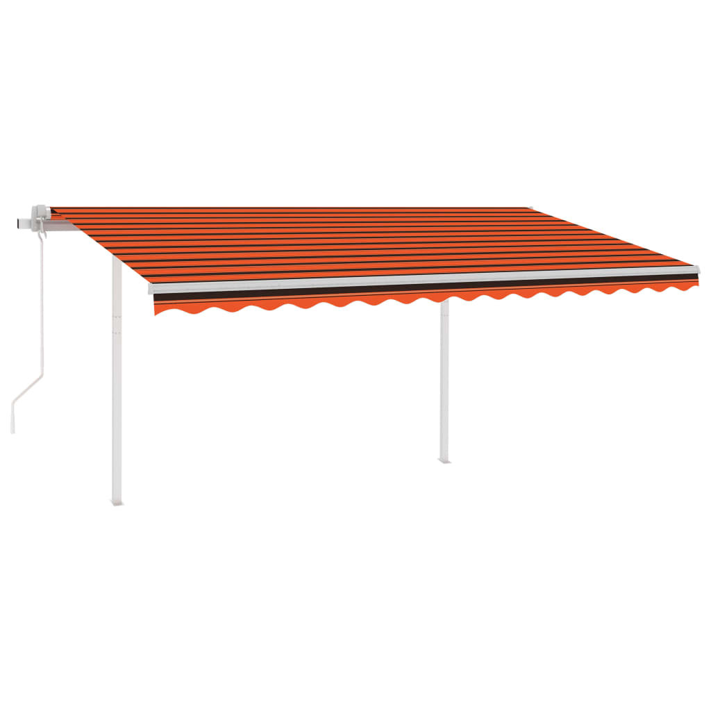 Toldo automático LED e sensor de vento 4x3,5m laranja/ castanho