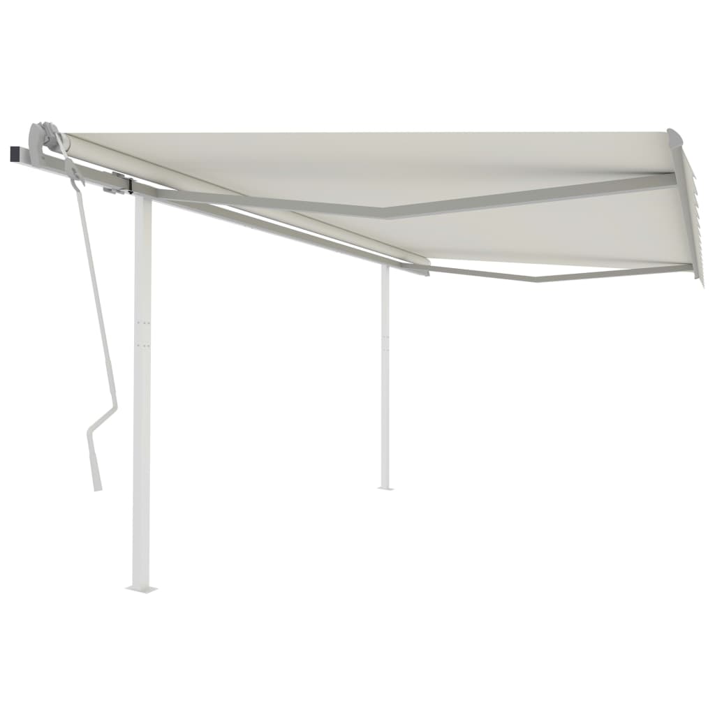 Toldo retrátil manual com postes 4,5x3,5 m cor creme