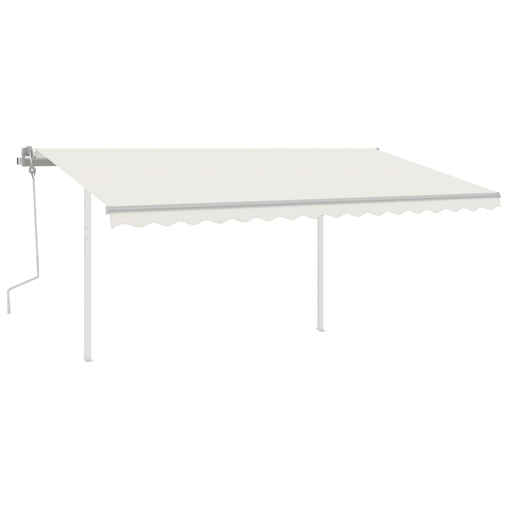 Toldo retrátil manual com postes 4,5x3,5 m cor creme