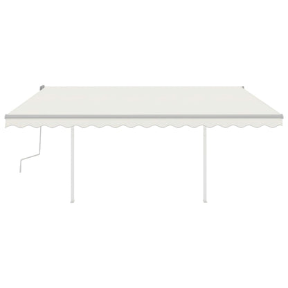 Toldo retrátil manual com postes 4,5x3,5 m cor creme