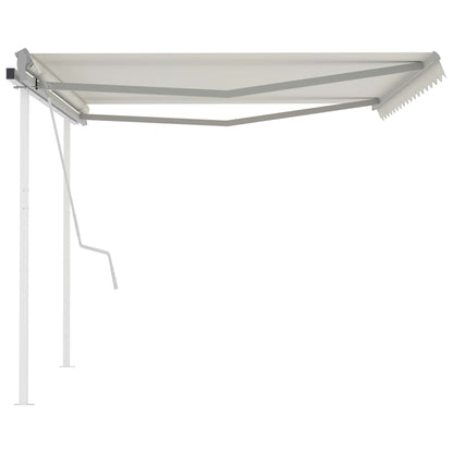 Toldo retrátil manual com postes 4,5x3,5 m cor creme