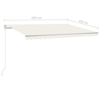 Toldo retrátil manual com luzes LED 4,5x3,5 m cor creme