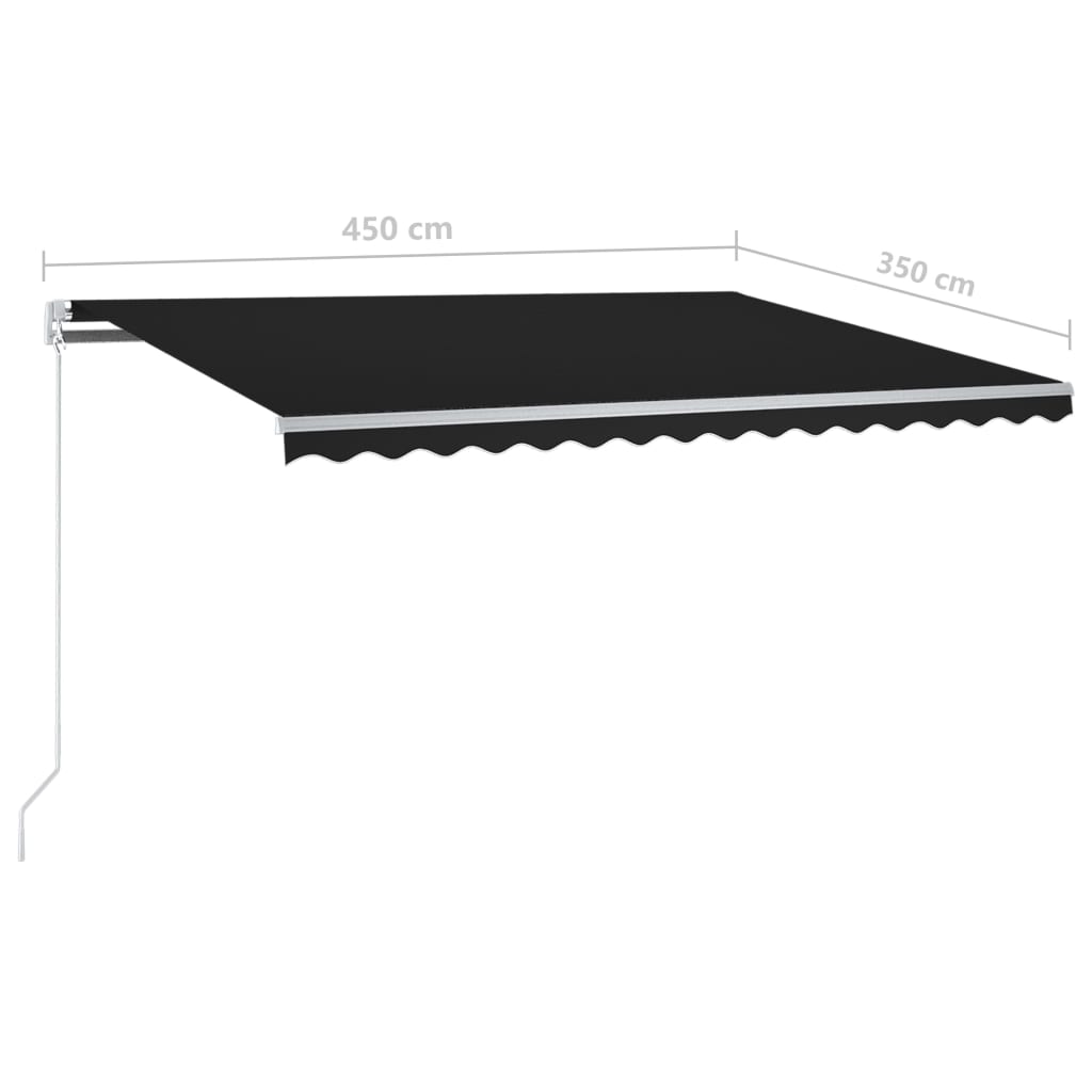 Toldo retrátil manual com luzes LED 4,5x3,5 m antracite