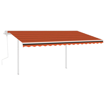 Toldo retrátil manual com luzes LED 4,5x3,5m laranja e castanho