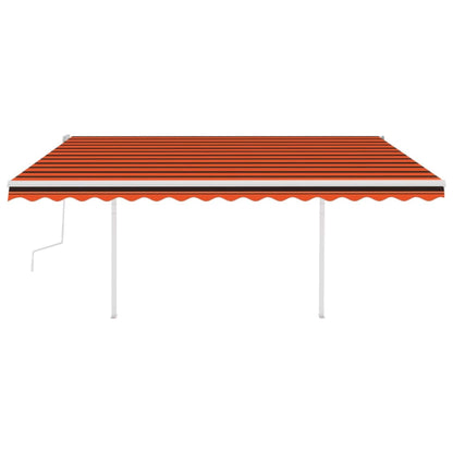 Toldo retrátil manual com luzes LED 4,5x3,5m laranja e castanho