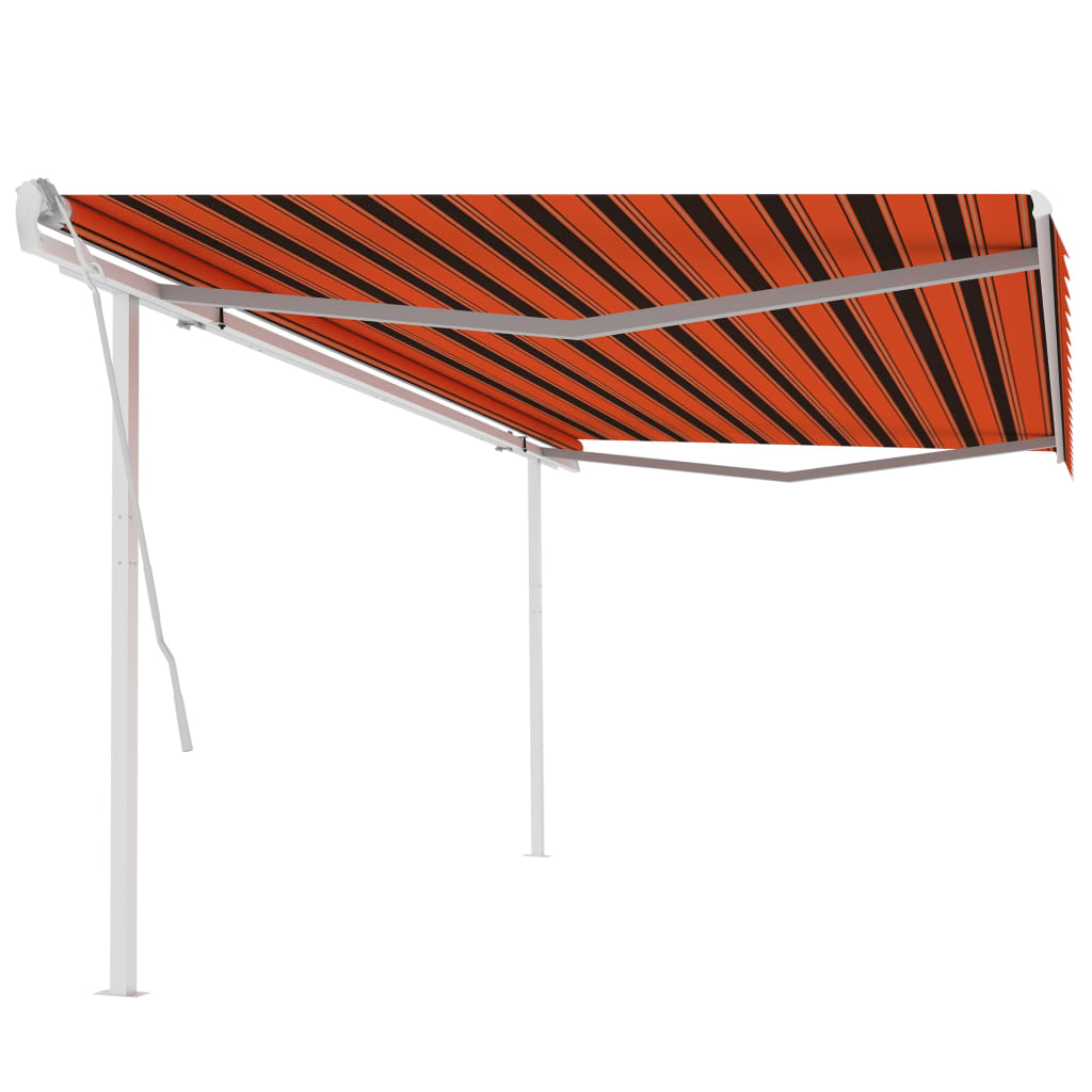 Toldo retrátil manual com postes 5x3,5 m laranja e castanho