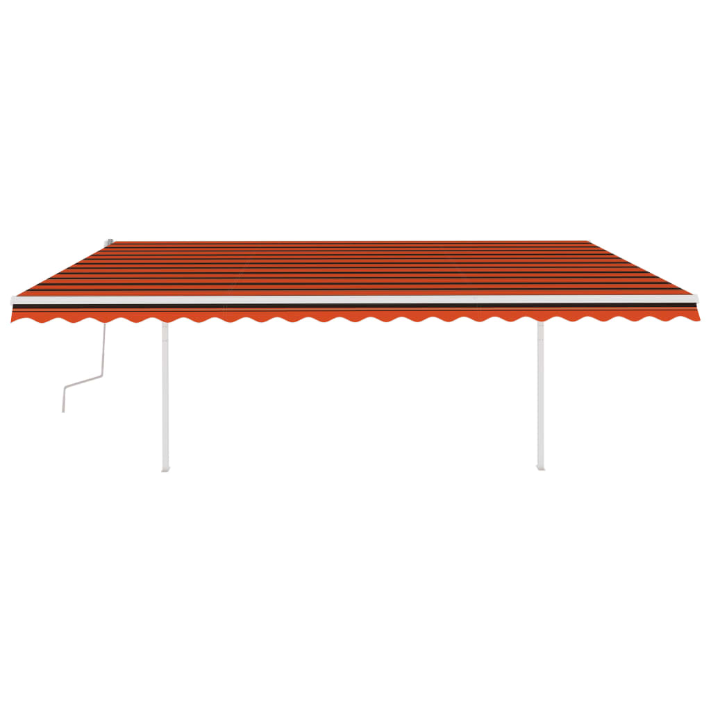 Toldo retrátil manual com postes 5x3,5 m laranja e castanho