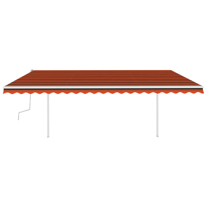 Toldo retrátil manual com postes 5x3,5 m laranja e castanho