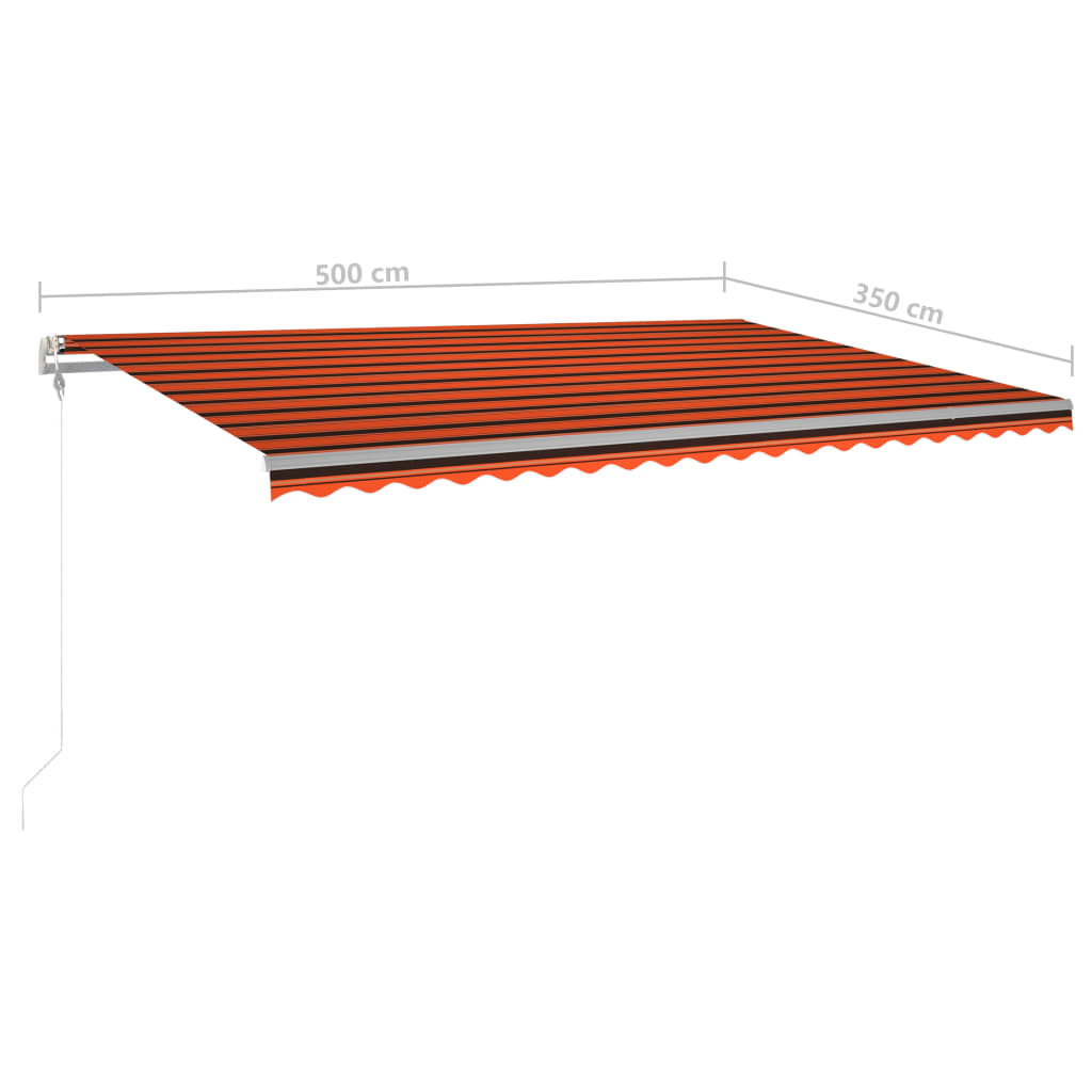 Toldo retrátil manual com postes 5x3,5 m laranja e castanho