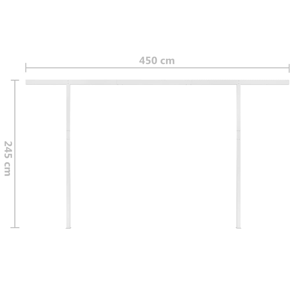 Toldo retrátil manual com luzes LED 5x3,5 m cor creme