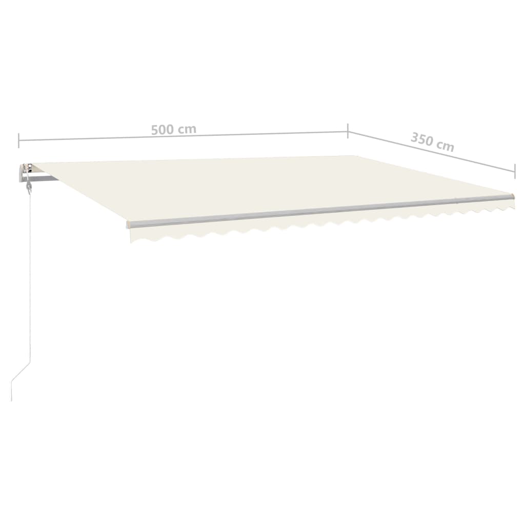 Toldo retrátil manual com luzes LED 5x3,5 m cor creme