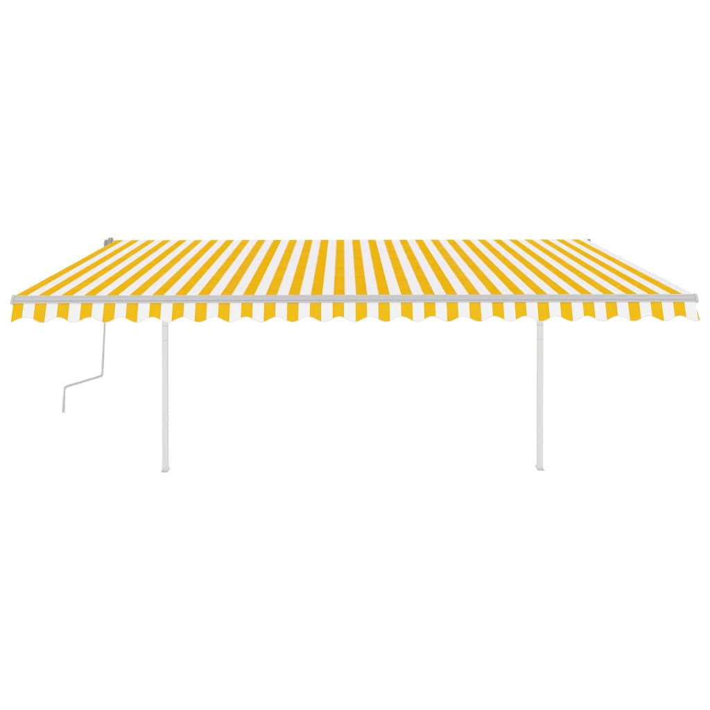 Toldo retrátil manual com luzes LED 5x3,5 m amarelo e branco