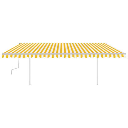 Toldo retrátil manual com luzes LED 5x3,5 m amarelo e branco