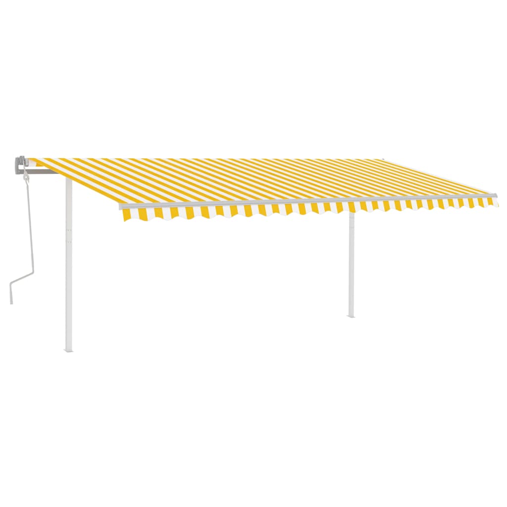 Toldo retrátil manual com luzes LED 5x3,5 m amarelo e branco