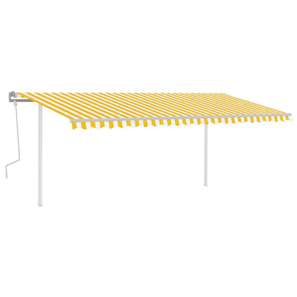 Toldo retrátil manual com luzes LED 5x3,5 m amarelo e branco