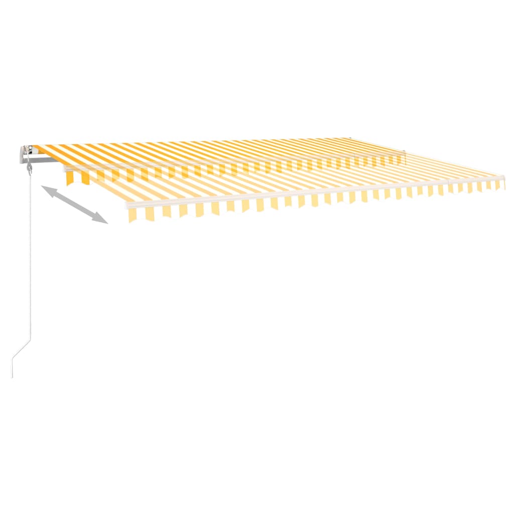 Toldo retrátil manual com luzes LED 5x3,5 m amarelo e branco