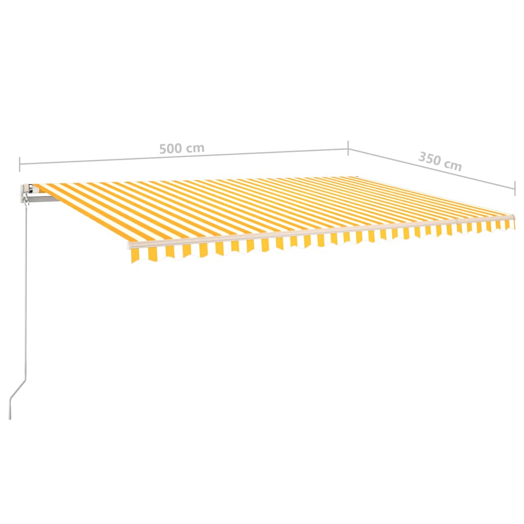 Toldo retrátil manual com luzes LED 5x3,5 m amarelo e branco