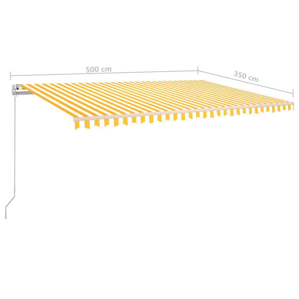 Toldo retrátil automático com postes 5x3,5 m amarelo e branco