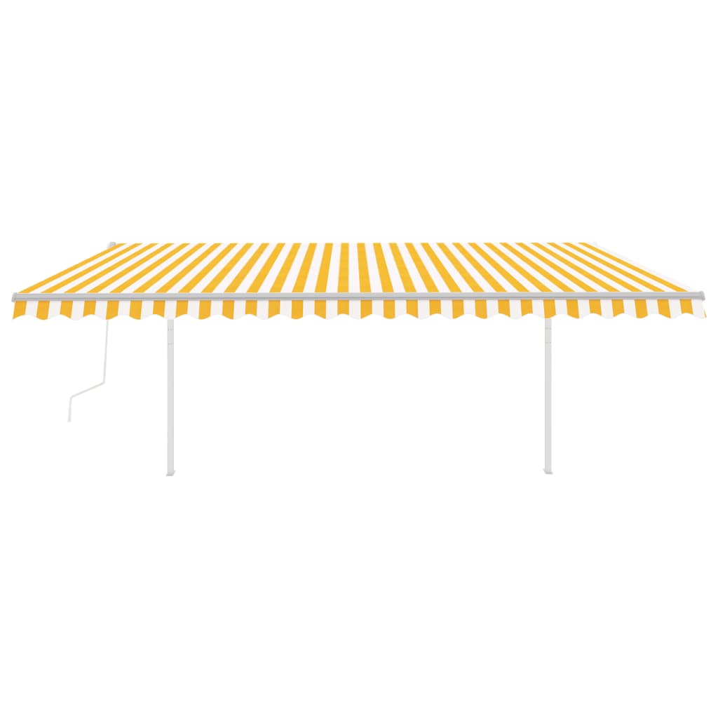 Toldo retrátil automático com postes 5x3,5 m amarelo e branco