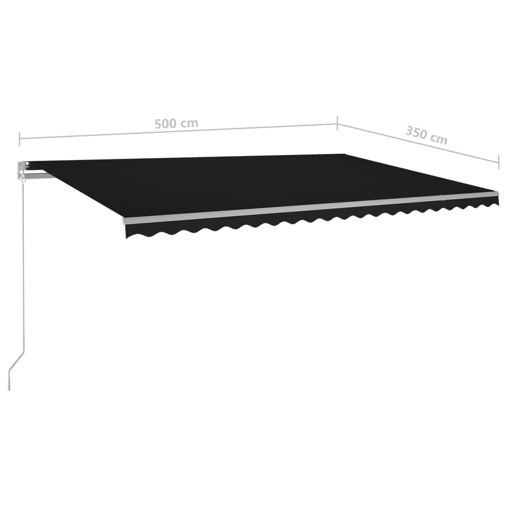 Toldo retrátil automático com postes 5x3,5 m antracite