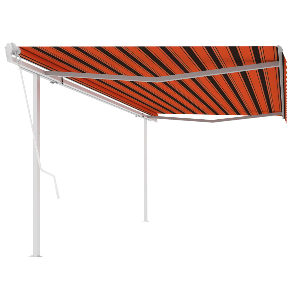 Toldo retrátil automático com postes 5x3,5 m laranja e castanho