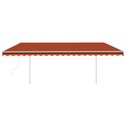 Toldo retrátil automático com postes 5x3,5 m laranja e castanho