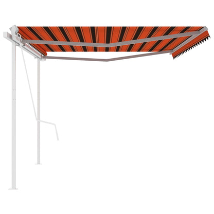 Toldo retrátil automático com postes 5x3,5 m laranja e castanho