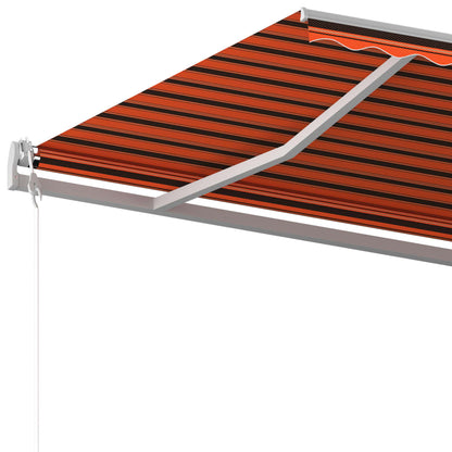 Toldo retrátil automático com postes 5x3,5 m laranja e castanho