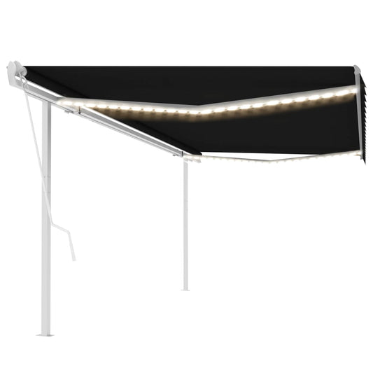 Toldo automático c/ LED e sensor de vento 5x3,5 m antracite