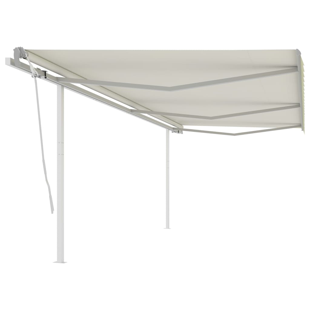 Toldo retrátil manual com postes 6x3,5 m cor creme